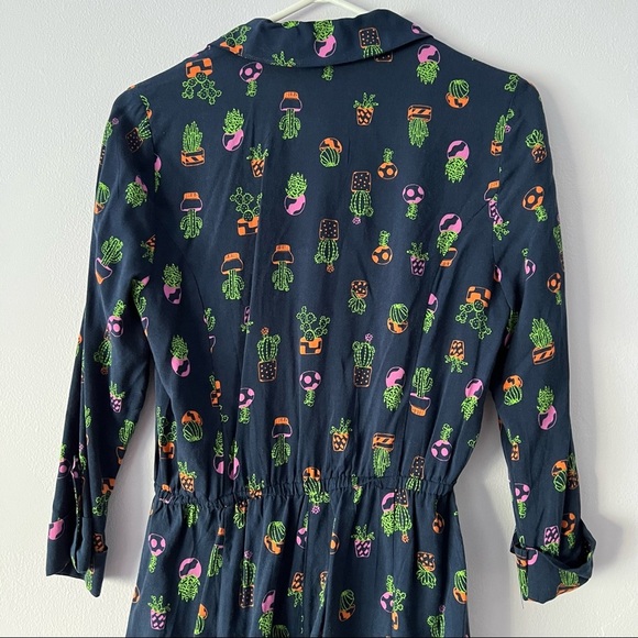 Modcloth Navy Blue Cactus Print Romper Size Small - Picture 7 of 13